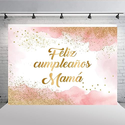 Miniatura 4 de Lofaris Fondo rosa de feliz cumpleaños de 7 x 5 pies para mamá, decoración de fiesta de cumpleaños de mamá, fotografía de nube rosa, decoración de
