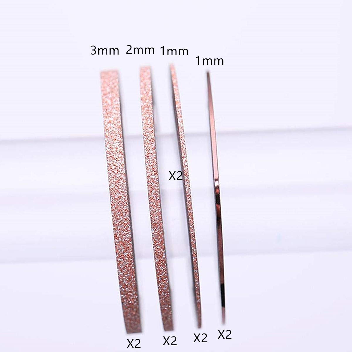 Lot de 8 rouleaux de ruban adhésif à rayures pour décoration d'ongles Or rose