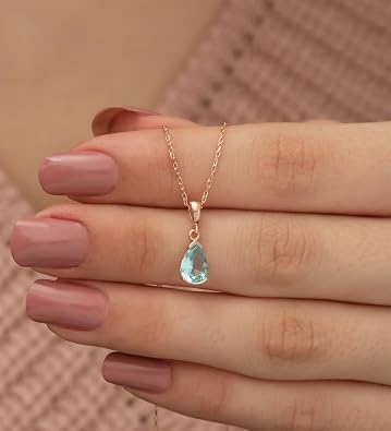 NEREZE 925 Ayar Damla Aquamarin Taşlı Kadın Gümüş Kolye