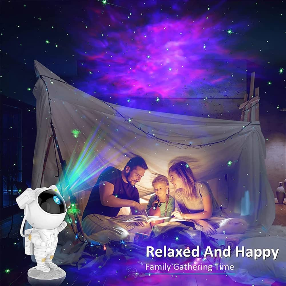 WOLONG Lámpara proyección astronauta,Robot Starry Sky Lights Proyector luz nocturna,Proyector regulable Galaxy Starlight con control remoto,Proyector giratorio luz estrellas y ondas agua