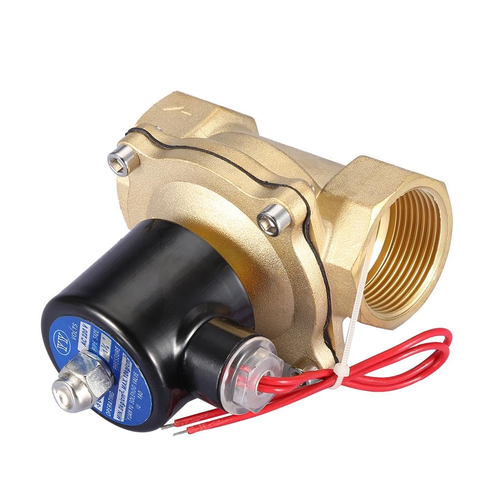 Jadeshay Elettrovalvola,DN32 Elettrica Valvola Elettrovalvola in Ottone AC220V 2 Vie Solenoid Valvole Normalmente Chiusa 1-1/4 Pollice per Controllo Acqua