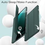 JETech Cas pour Samsung Galaxy Tab S10 Lite / S10 FE / S9 FE 10.9-pouce avec porte stylo S, doux TPU Couvre-plaquette de protection Tri-Fold Stand, charge de stylo S, réveil/sommeil automatique (Midnight Vert)