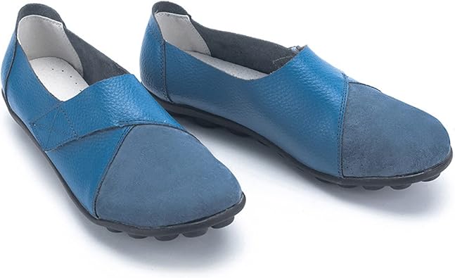 Women Premium Ultra Soft Orthopedic Flats Loafers Leather Slip on Soft Bottom Non-Slip Adjustable Easy On Comfy Large Size Moccasins Walking Dotmalls Shoes Light Blue,8.5,Women,8.5