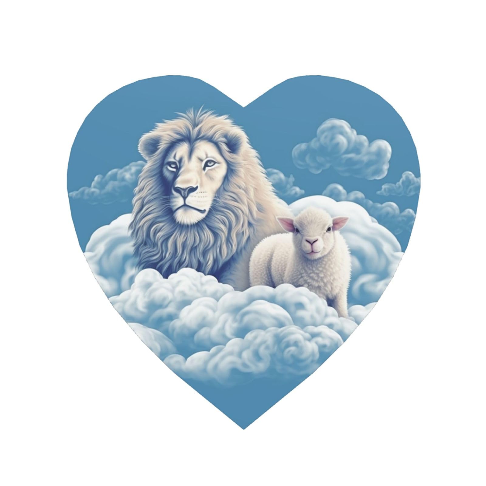 Fodpand Heart Shape Lamb With A Lion On The Clouds Fridge Magnets, Strong Small Refrigerator Magnets Decorative Magnets For Kitchen Fridge Office Locker - Funny Magnetic Stickers Birthday Gifts