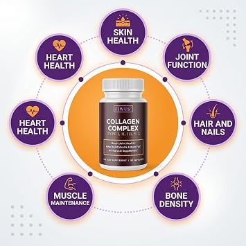 FIWUS Multi Collagen Pills for Women & Men - Type I, II, III, V, X - 90 Capsules