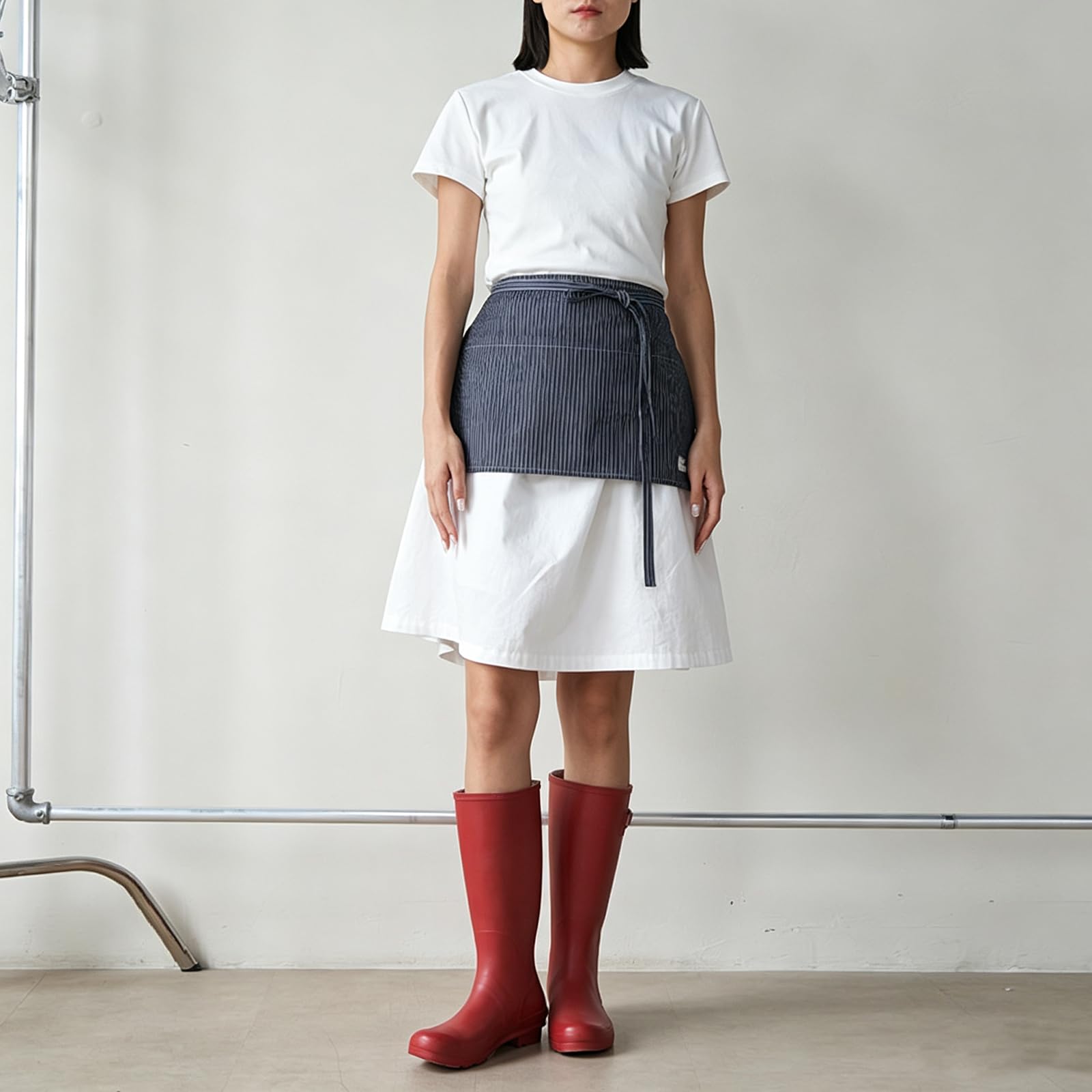 Grembiule Corto In Denim da Donna Con 3 Tasche, Regolabile, Ideale Per Ristoranti, Bar e Caffetterie
