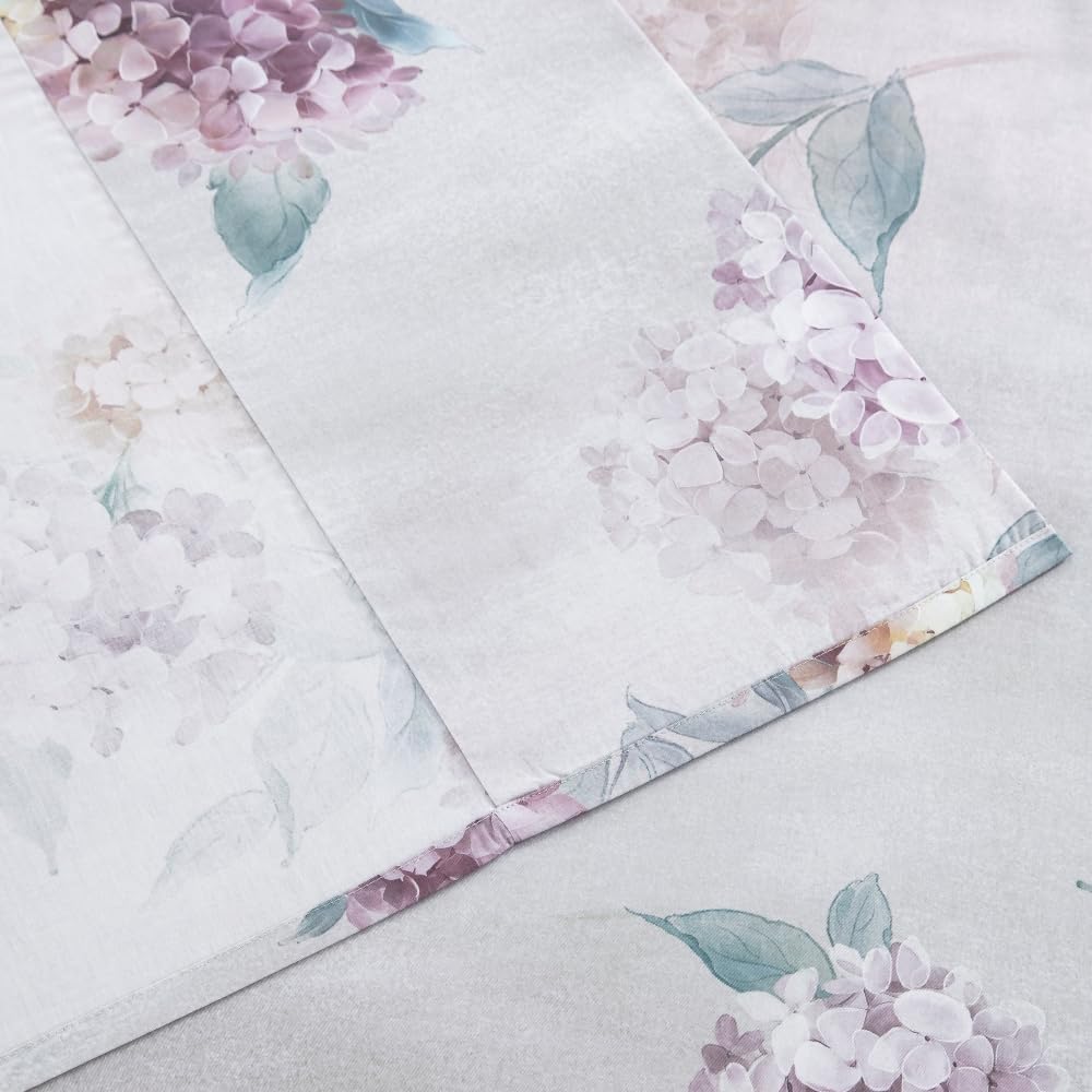 DAUAOTO Twin XL Cotton Sheets Set Printed Bedding Sets, Up to 14" Deep Mattress, Floral Pattern Bedlinen for Twin Extra Long Bed, Hydrangea Gray Lilac - Image 4
