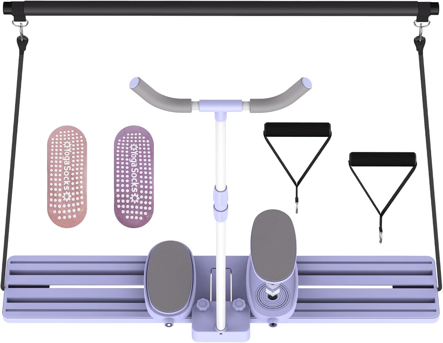 Pilates Slider Board with Resistance Bands, Multifunctional Pilates Reformer Set, Ab and Leg Trainer Machine, Home Gym Full Body Workout Equipment for Women