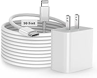 Vista 1 de Cargador rápido para iPhone, [certificado MFi] Bloque de carga rápida USB C de 20 W con cable de Tipo-C a Lightning de 10 pies, carga súper rápida