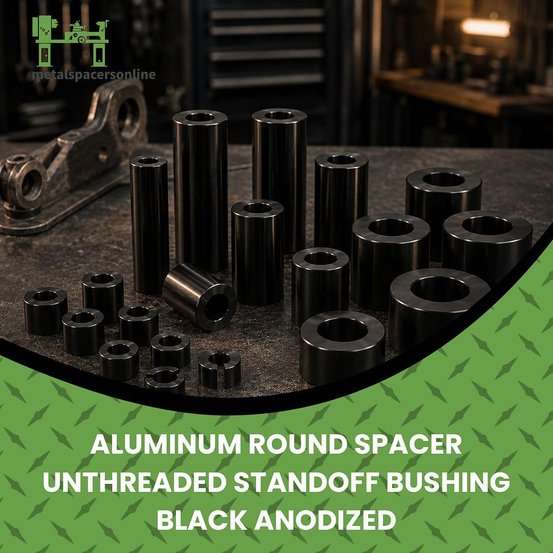 Black Aluminum Spacers - 1/2" OD, 1/4" ID (10 Pack) -2