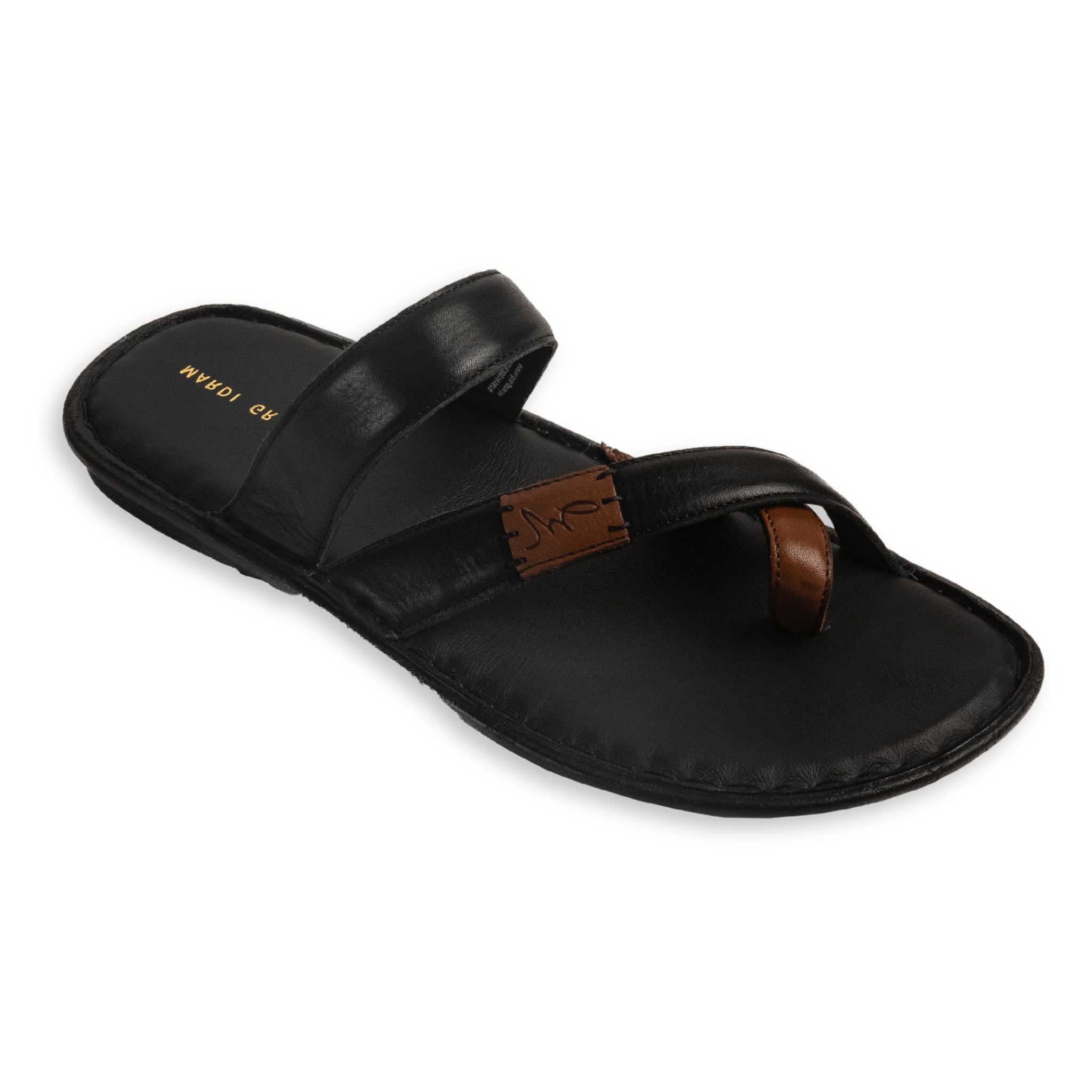 mardi gras Men's Nova Leather Slippers | Stylish Toe-Ring Sandals with Cushioned Sole | Comfortable Casual & Ethnic Slides for Daily Use-picture-46