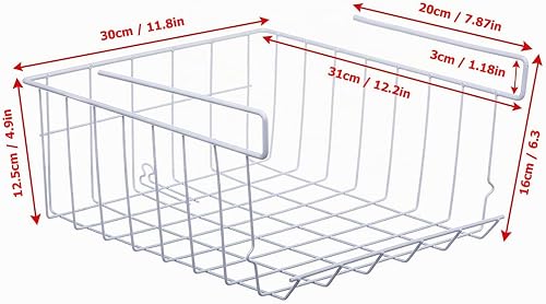 Lonian Stackable Hanging Basket, 2-Pack Under Shelf Hanging Metal Wire Storage Basket for Kitchen, Office, Pantry, Bathroom, Cabinet - 2