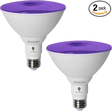 2 Pack PAR38 LED Black Light Bulb Halloween, 20W (200Watt Equivalent) E26 Blacklight Bulb Level 385-400nm, Body Paint, Glow in The Dark Party LED Light Bulb Neon Glow Fluorescent Poster