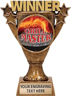 Crown Awards Personalized BBQ Trophy 5.5" Gold Grill Master Winner Sculpture Award with Free Custom Engraving Prime