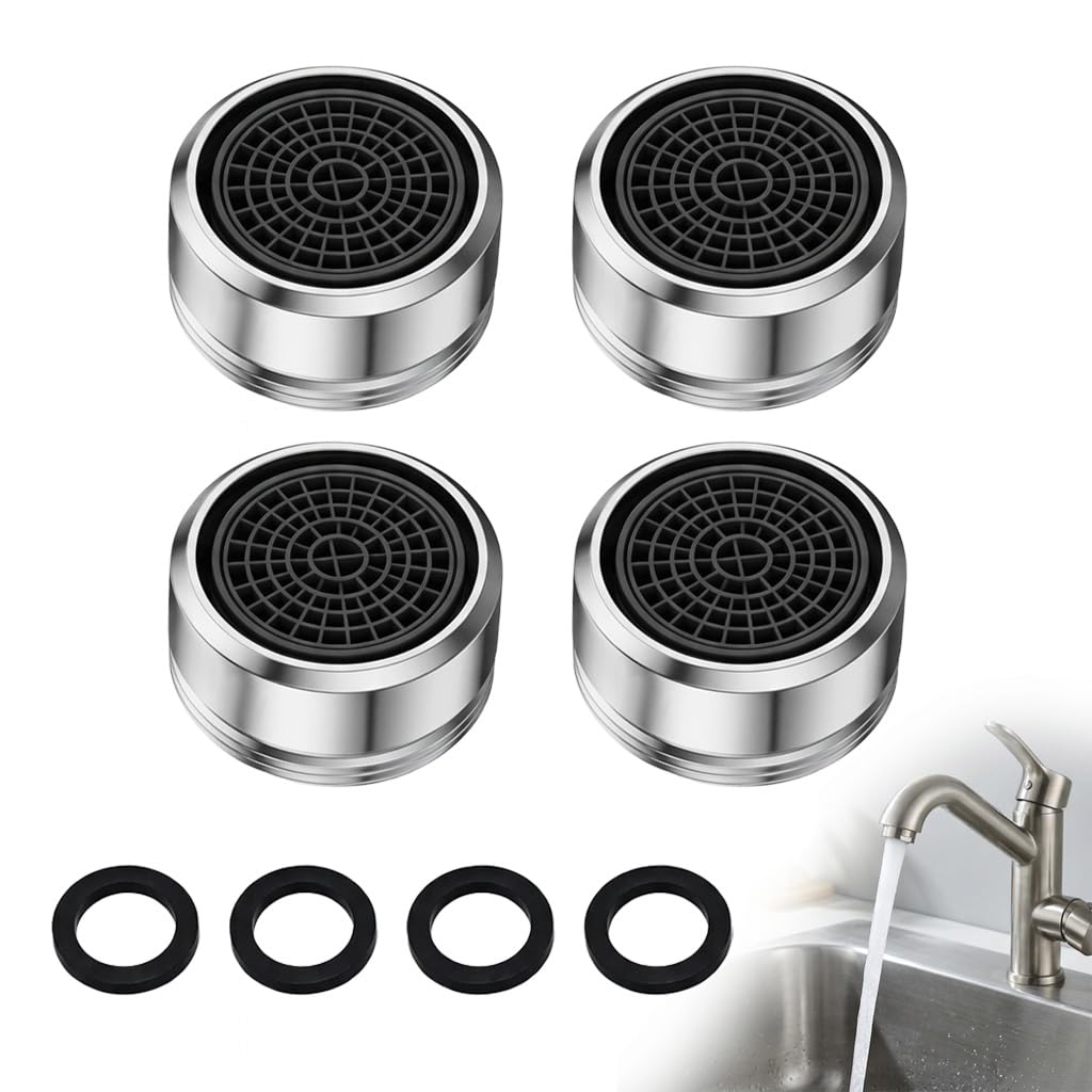 4 Piezas Aireador Grifo M24 con 4 Juntas, Aireador de Grifo con Filtro de Latón Cromado, M24 Boquilla Grifo para Cocina Lavabo Fregadero, Aireadores Ahorro de Agua — view 7