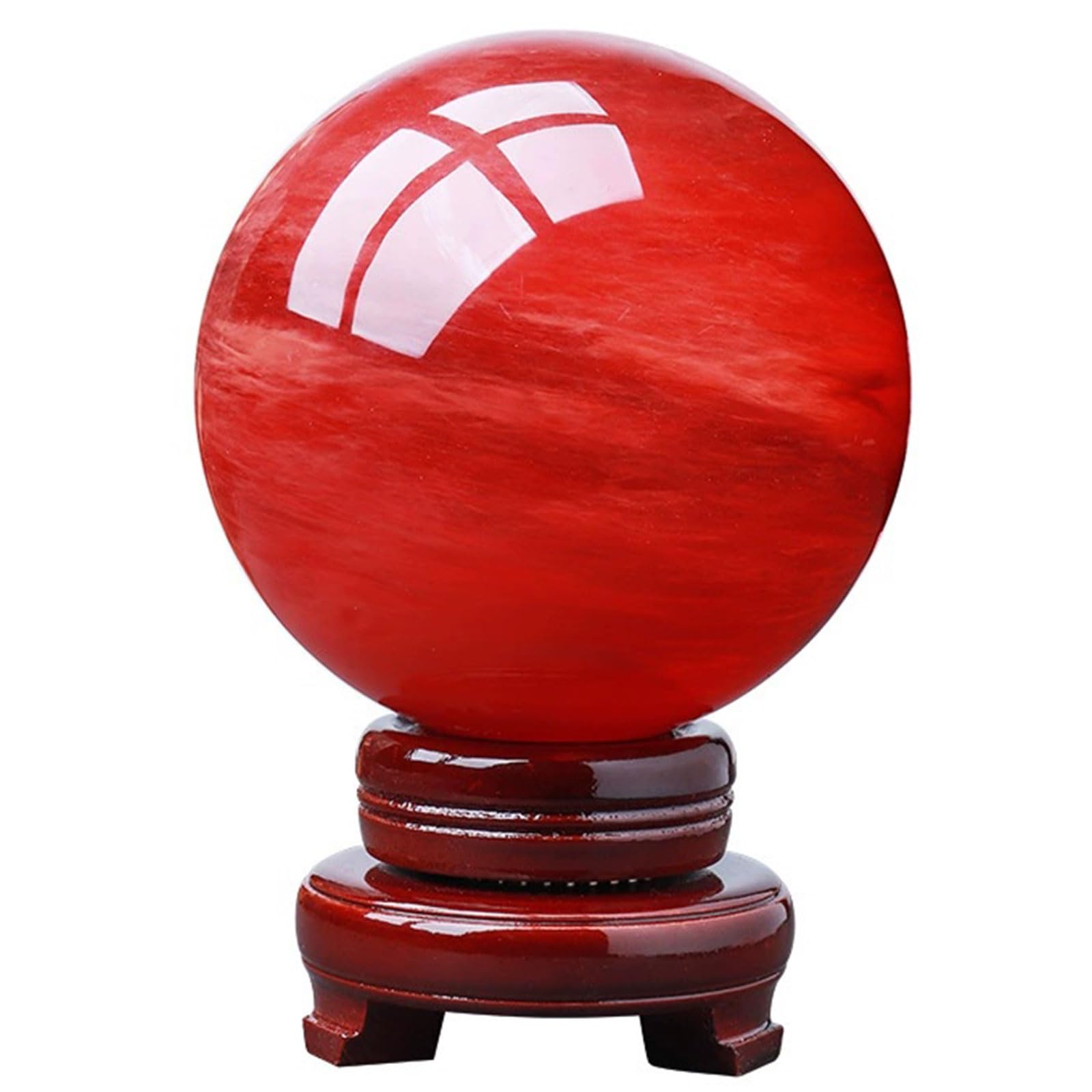 DFrywdgSEY crystal ball, Natural Red Crystal Ball with Wood Stand for Reiki, Meditation(Dia.70mm)