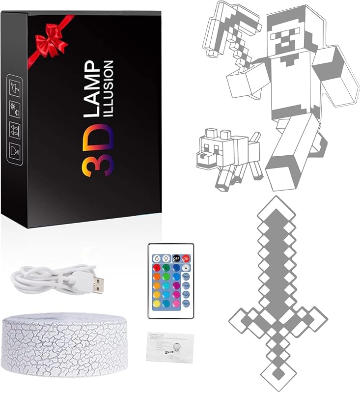 Zeaky 3D LED Éjszakai Fény - 16 Színváltós Illúzió Lámpa Távirányítóval - Dekorációs Világítás Gyerekeknek - Születésnapi Ajándék