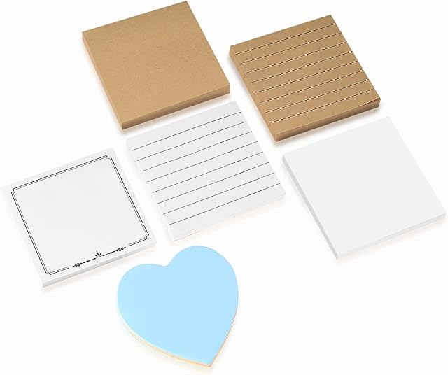 500 Sheets Lined Sticky Notes Pads, Self-Stick Post It Notes, Self-Adhesive Sticky Tabs, Memo Message Reminder Notes Pads with Lines Automatically - White + Kraft