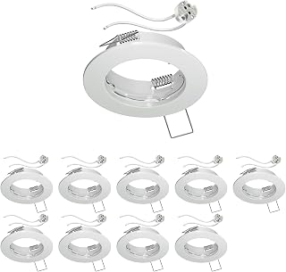 ledscom.de 10x Decken-Einbaurahmen FERE, rund, weiß glänzend (LED/Halogen/MR16/50mm) inkl. GU5.3 Fassung