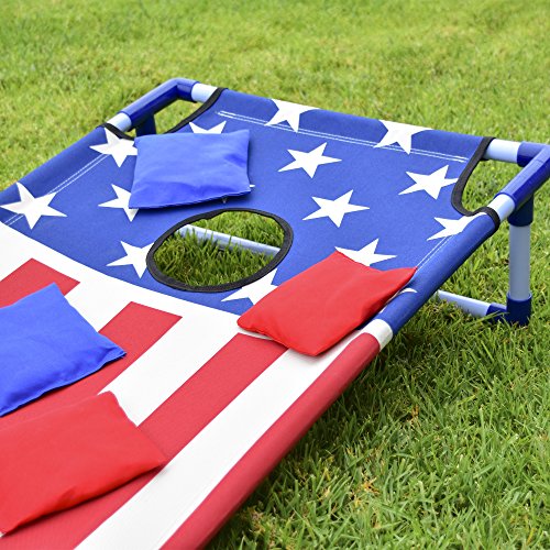 GoSports Portable PVC Framed Cornhole Toss Game Set with 8 Bean Bags and Travel Carrying Case - Choose Your Style