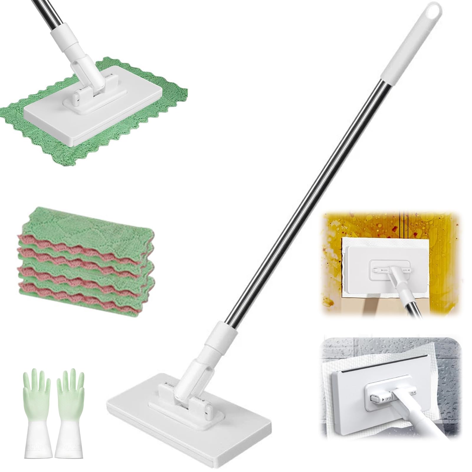 Hands Free Flat Mop, Snap Grip Mini Mop with Cloth Changing