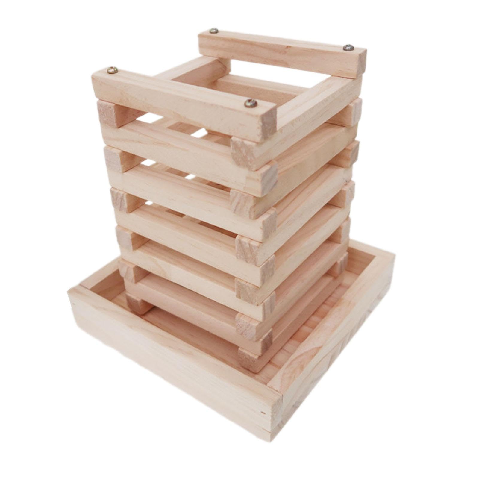 Comedero de conejo, rack de madera y dispensador de comida