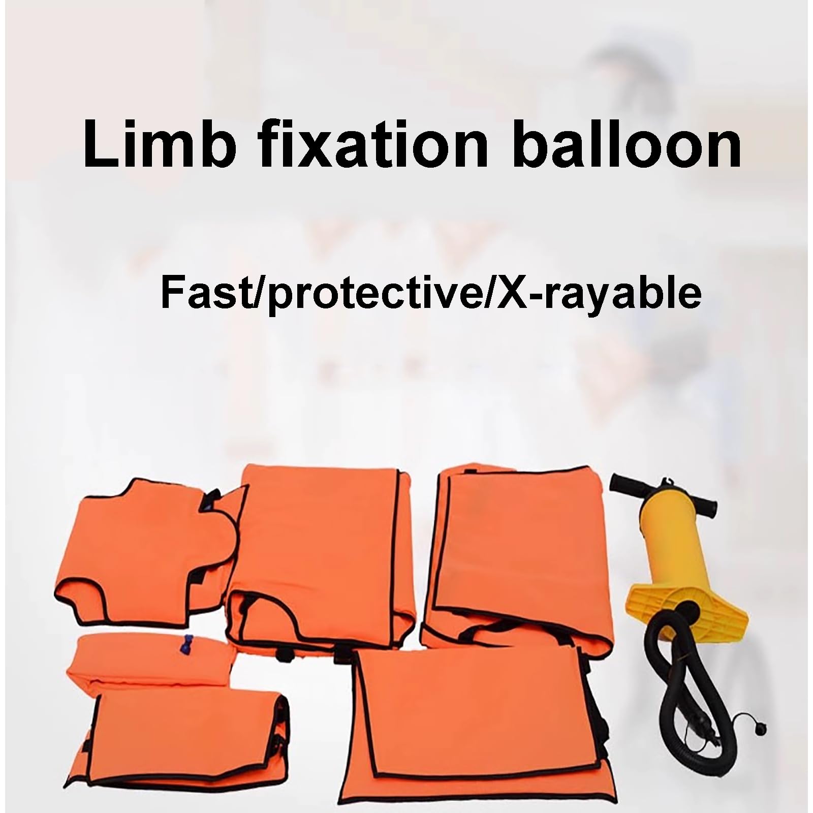 Juego de férula de aire portátil de primeros auxilios (6 piezas), rayos X, visible, férula de inmovilización inflable de PVC con bomba, para emergencia de fractura ósea, uso doméstico y exterior
