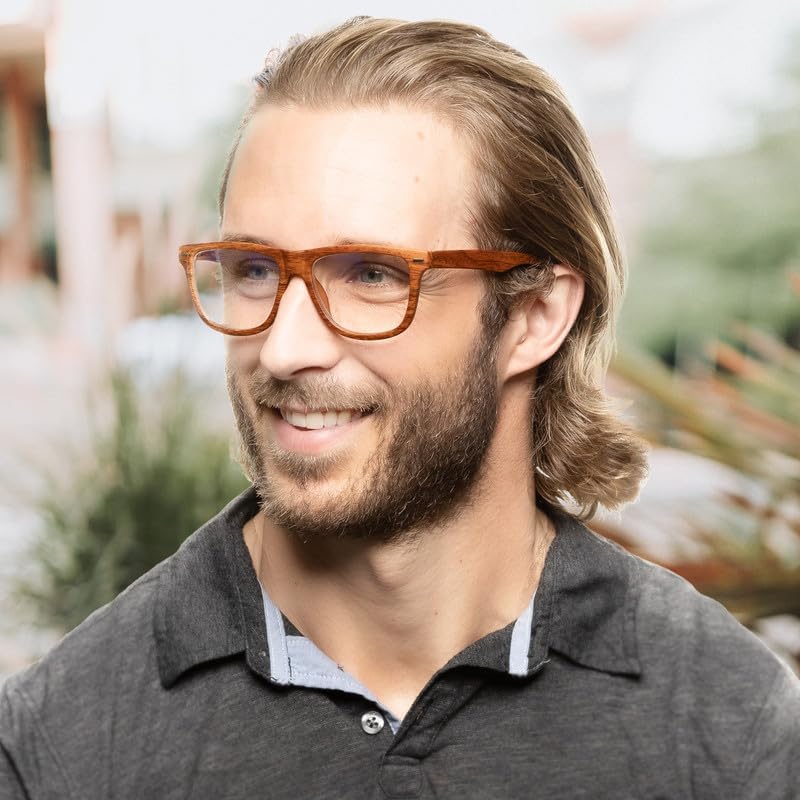 Miniatura 3 de Lentes de lectura de luz azul con marco resistente de color marrón mate para hombre para lucir modernos con alta visión, lectores grandes y