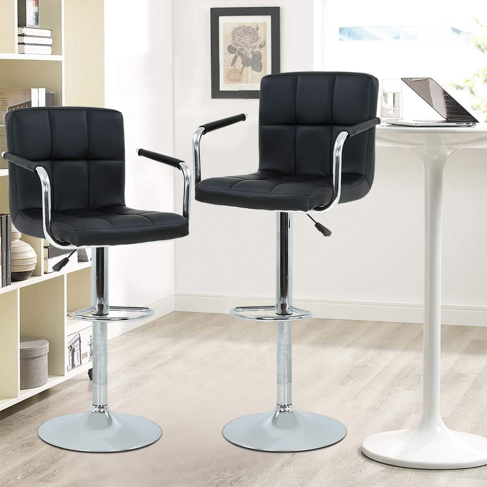 HHS Bar Stool,Set of 2 Barstools Swivel Counter Height with Back
