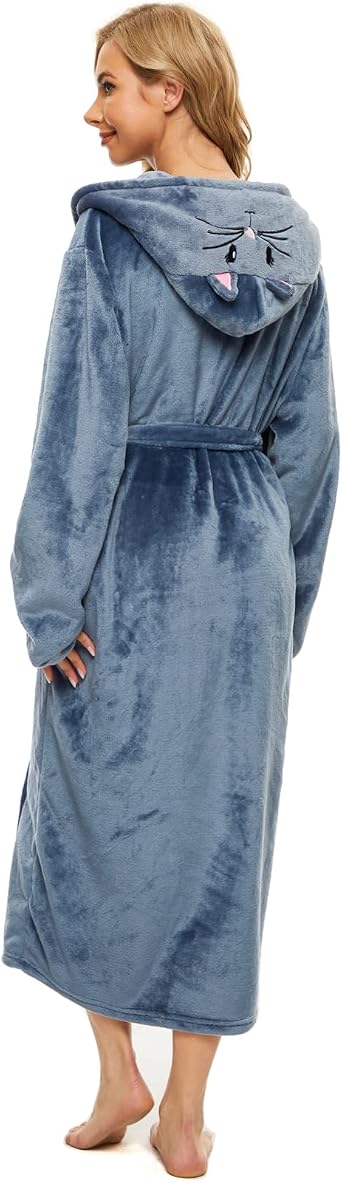ccko Plush Robes for Women Fleece Fluffy Fuzzy Soft Warm Hooded Bathrobe