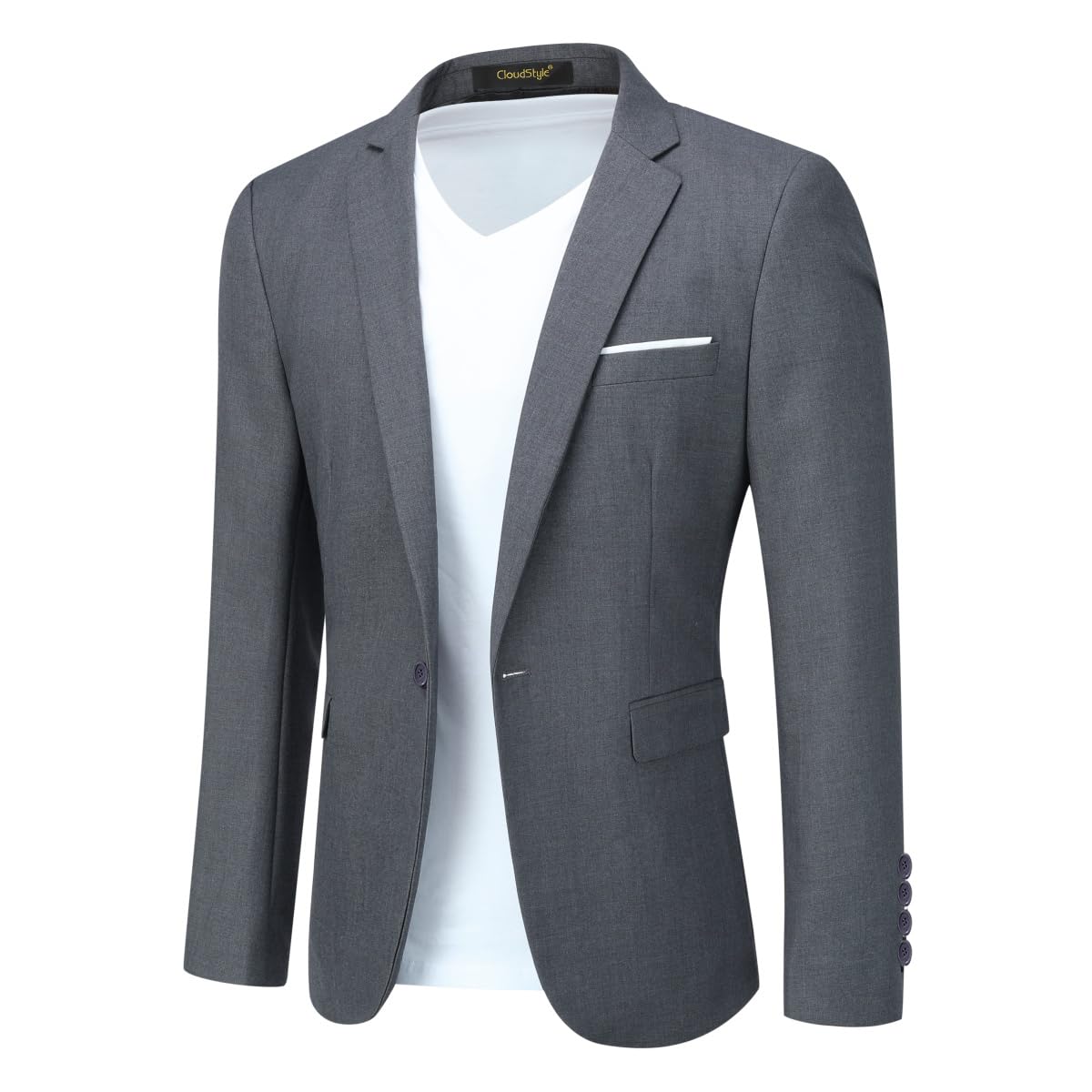 cloudstyle Men's Suit Jacket One Button Slim Fit Sport Coat Business Daily Blazer Dark Grey-picture-18