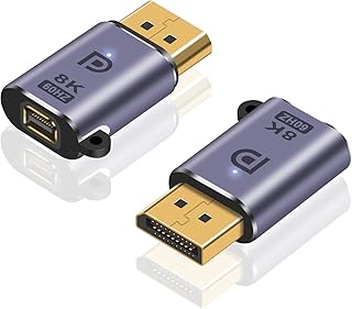 Poyiccot Displayport to Mini Displayport Adapter 8K, Displayport Male to Mini Displayport Female Adapter, Displayport 1.4V Adapter 8K@60Hz UHD Video DP to mDP 1.2 Extension Adapter, 2Pack