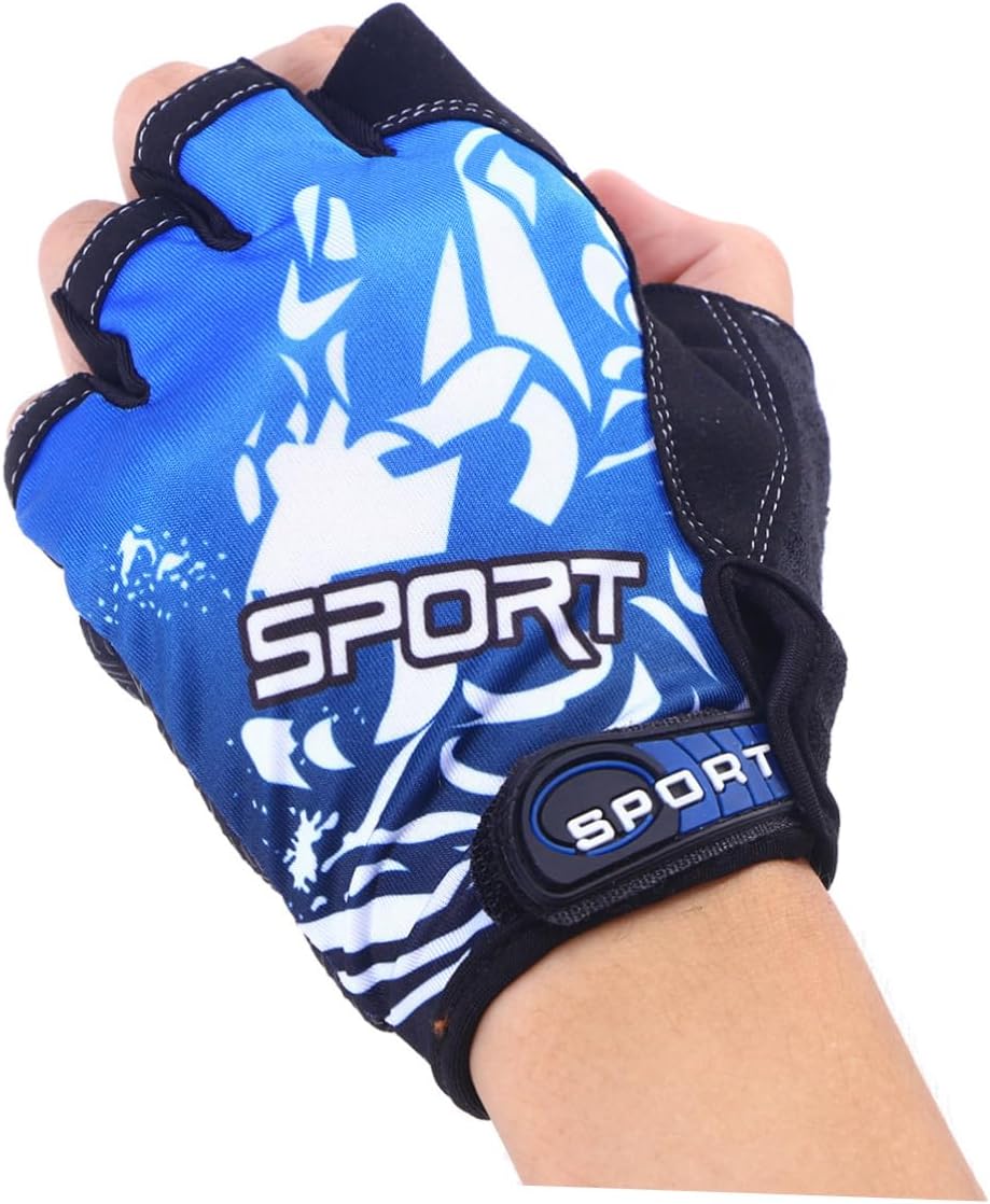 Outdoor Sports Half Finger Gloves Breathable Shock Absorbing Non Slip Workout Gloves for Cycling Climbing Fishing Riding Blue