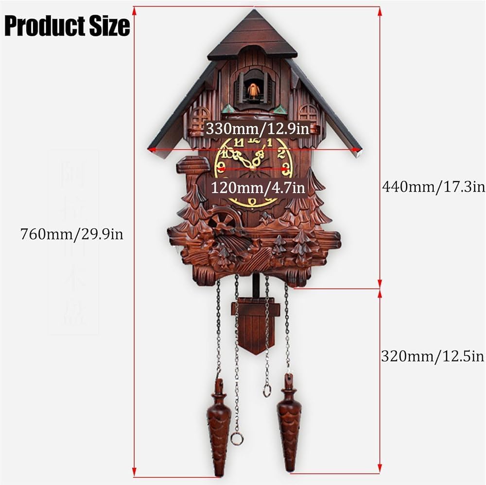Cuckoo Clocks,Wall Clock,Cuckoo Clocks for Wall,Solid Wood Cuckoo Wall Clock Hanging Bird Clock Home Decor Digital Wall Clock Cuckoo Pendulum Clock Christmas Clock Gifts