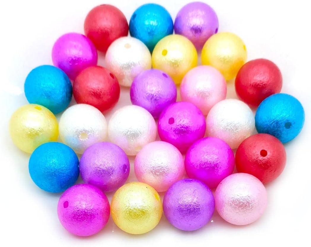 100pcs Acrylic Beads, 20mm Mix Colors Chunk Beads, Large Size Round Spacer Beads for Jewelry Bracelet Necklace Pen Bag Chain Making Crafts Supplies Headwear Accessories. (07)