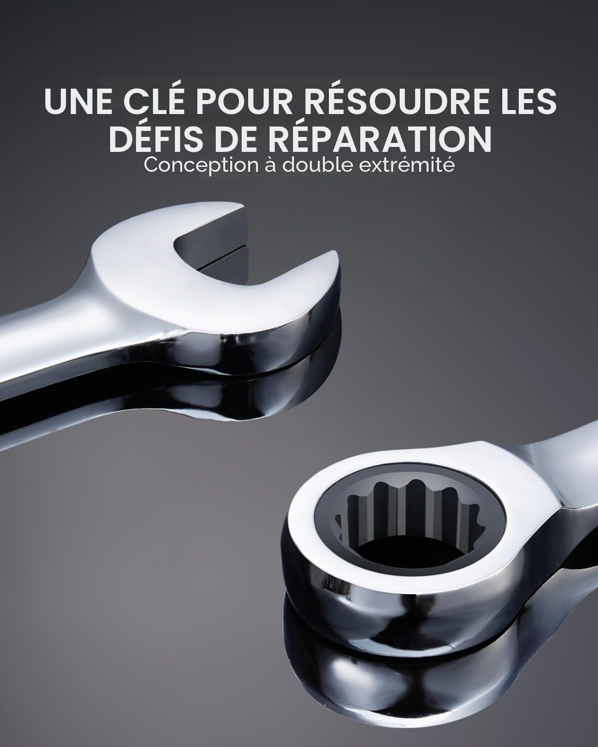 VEVOR Jeu de Clés Mixtes 16 PCs, Clés à Cliquet Métrique 8-24 mm, Ensemble de Clés en Acier Cr-V, avec Support de Rangement, pour Travaux Ménagers Généraux, Réparations Automobiles, Garage, Atelier