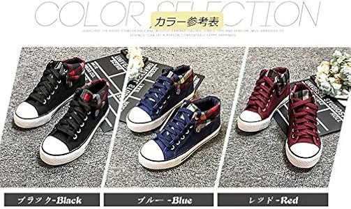 Amazon | 【ユウエ】スニーカー ハイカット 切り替え チェック柄