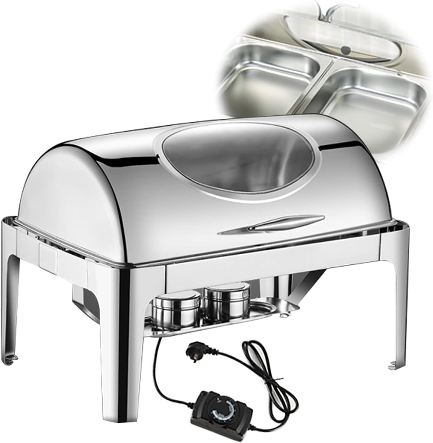 Scaldavivande Elettrico 9L - Acciaio Inox - Con Regolazione Temperatura E Coperchio In Vetro - Per Buffet E Catering