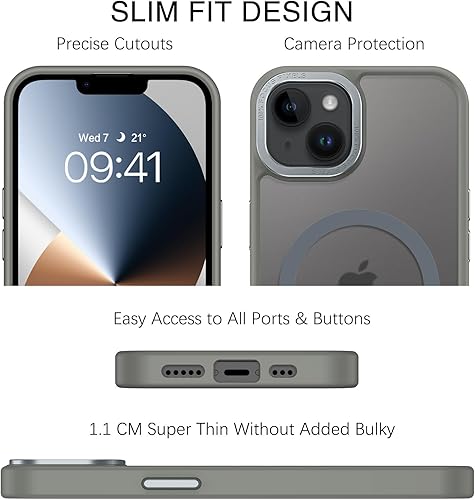 Miniatura 8 de BENTOBEN Funda magnética para iPhone 13 y iPhone 14 compatible con Magsafe Funda translúcida mate para iPhone 1314, delgada, a prueba de golpes,