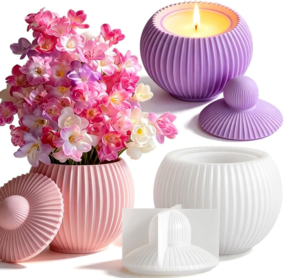 Striped Candle Jar UV Resin Molds Silicone Plaster Epoxy Molds for Crafts