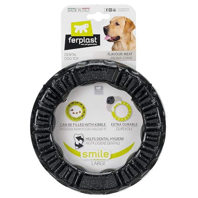 Ferplast Juguete Perro, Anillo Dispensador Comida Perros, Croquetas, en Material Duradero para Masticar
