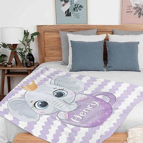 Miniatura 173 de Artsadd Personalized Baby Blanket for Boys Girls with Name, Custom Baby Name Blanket with Unicorn Pattern Customized Name Receiving Swaddle Throw