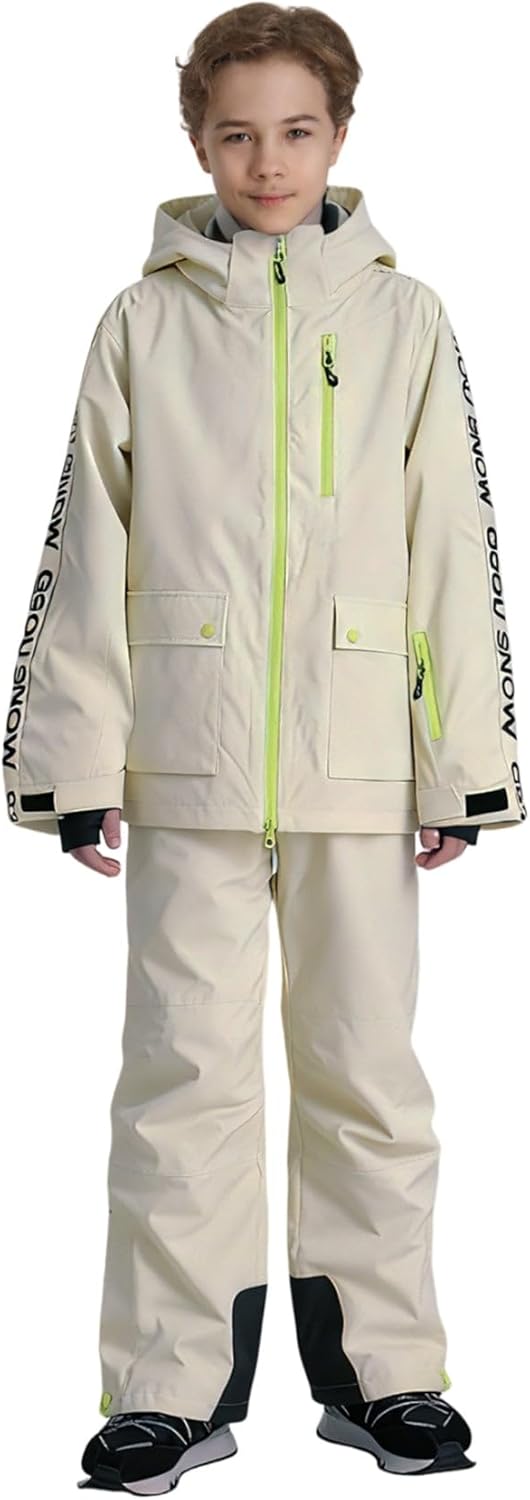 GSOU SNOW Snow Suit for Kids Ski Suit Boys Ski Jacket and Snow Bibs Set Waterproof Insulated Snowsuit Windproof for Kid Youth