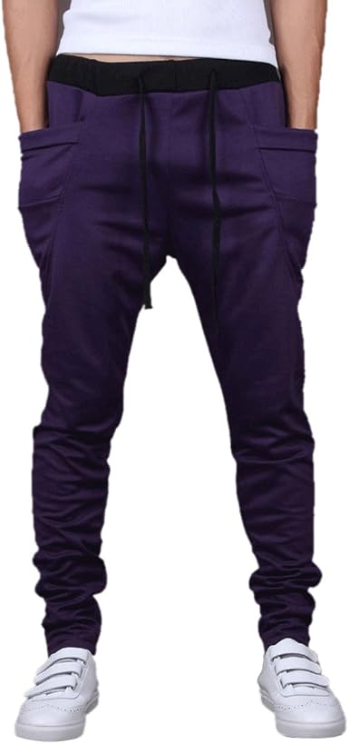 AUBIG hombre-Pantalón De tiro bajo Harem-Pantalón Sport Chándal Sweatpants  Drawstring (negro, Gris, Gris claro, azul, violeta, verde oscuro, rojo De  vino,) Café morado morado Talla:Taille L (Taille asiatique XXL) :  Amazon.es: Ropa