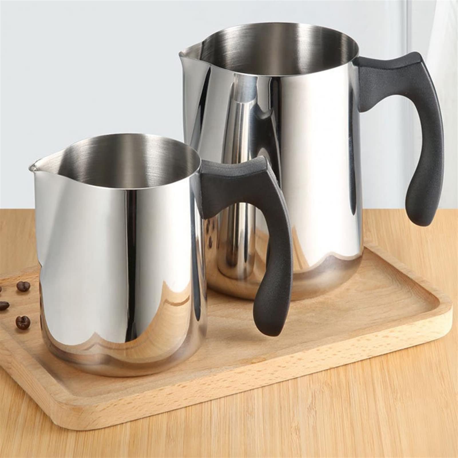 caihuashopping Milchkrug Latte Art Cup Milk-Krüge Edelstahl Schaumstoff-Pull-Pull-Pull-Pokal-Auslauf Latte Schaumkunst-Kugelkranz-Becher-Tasse Milchkännchen Porzellan (Color : S)