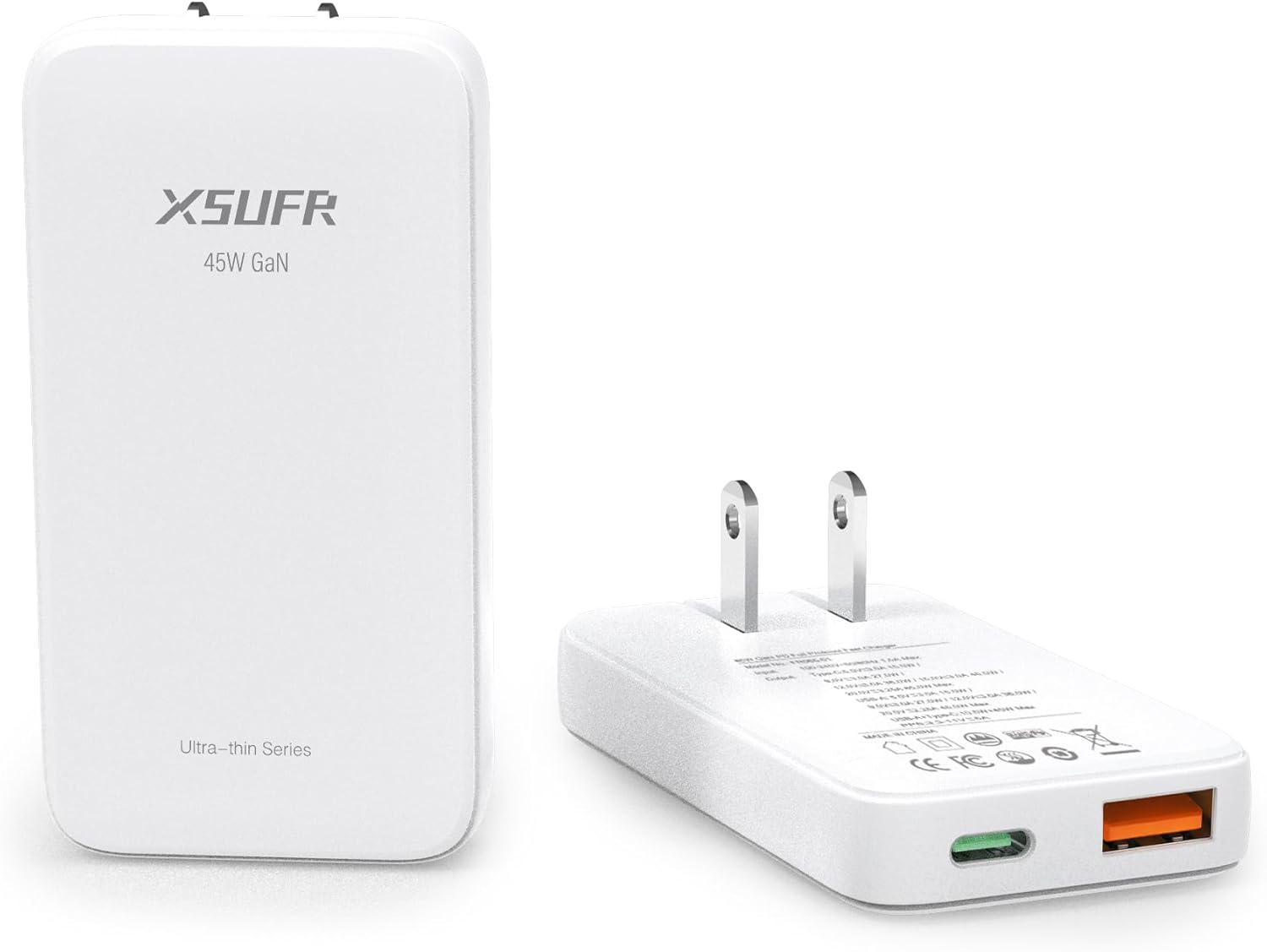 45W USB C Super Fast Charger, Type C Fast Charger, Slim Wall Charger with PPS, Dual Port Rapid Charger for Android Galaxy S22/S21, iPhone, iPad – GaN II USB-C Charger for Laptops, Tablets, Phones