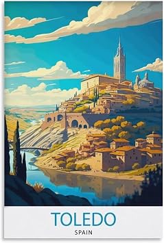Toledo Spain Vintage Travel Posters Landscape Wall Art Picture Print Canvas Art Poster Modern Family Bedroom Decor Posters 08x12inch20x30cm