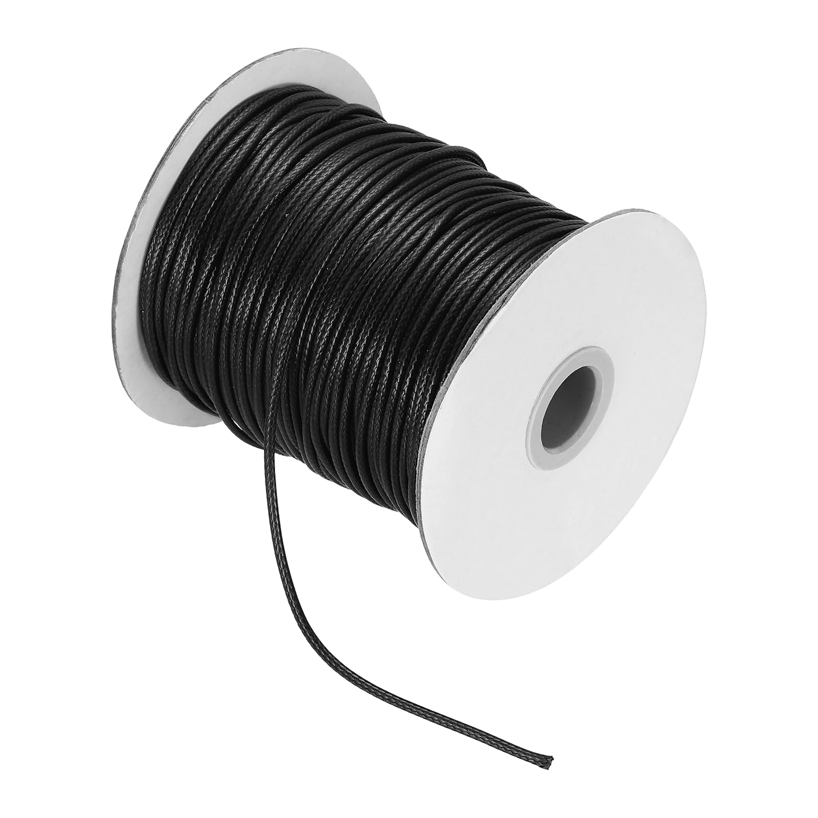 sourcing map Waxed Cord 2mm Waxed Thread 87 Yard Wax String Leather Cord for Bracelet Making, Necklaces, Beading, Jewelry Making and DIY Crafts(Black)