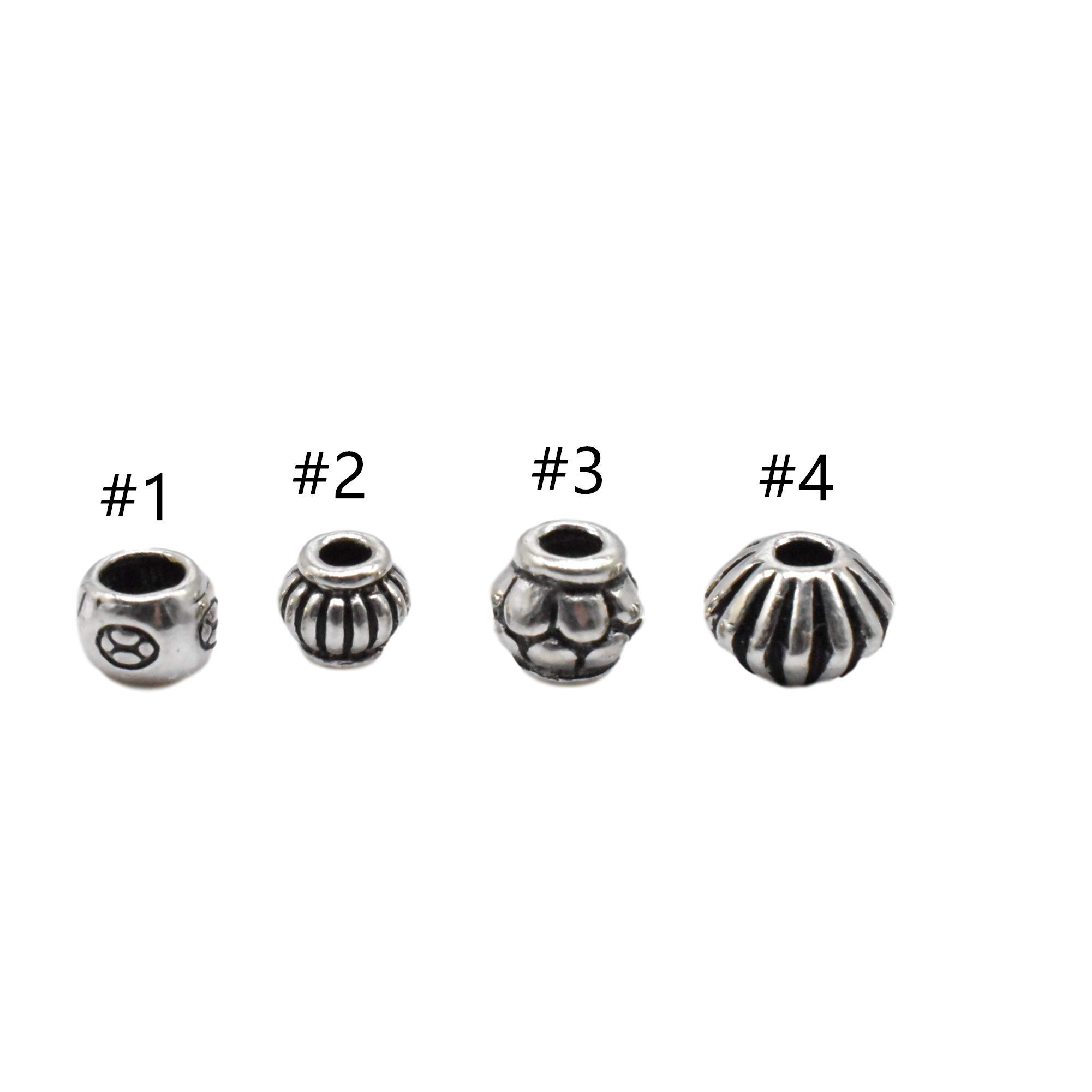 10 Sterling Silver Small Beads, Seed Bead, Spacer Bead, 925 Silver Flower Imprint Bead, Bicone Beads, Bracelet Necklace Bead (#4 (10 pieces))