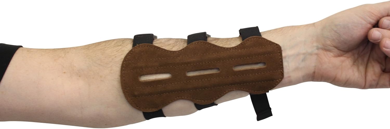 SAS 7.5" Leather Suede Arm Guard One Size Archery Bow Range with 3-Strap Buckles : Sports & Outdoors